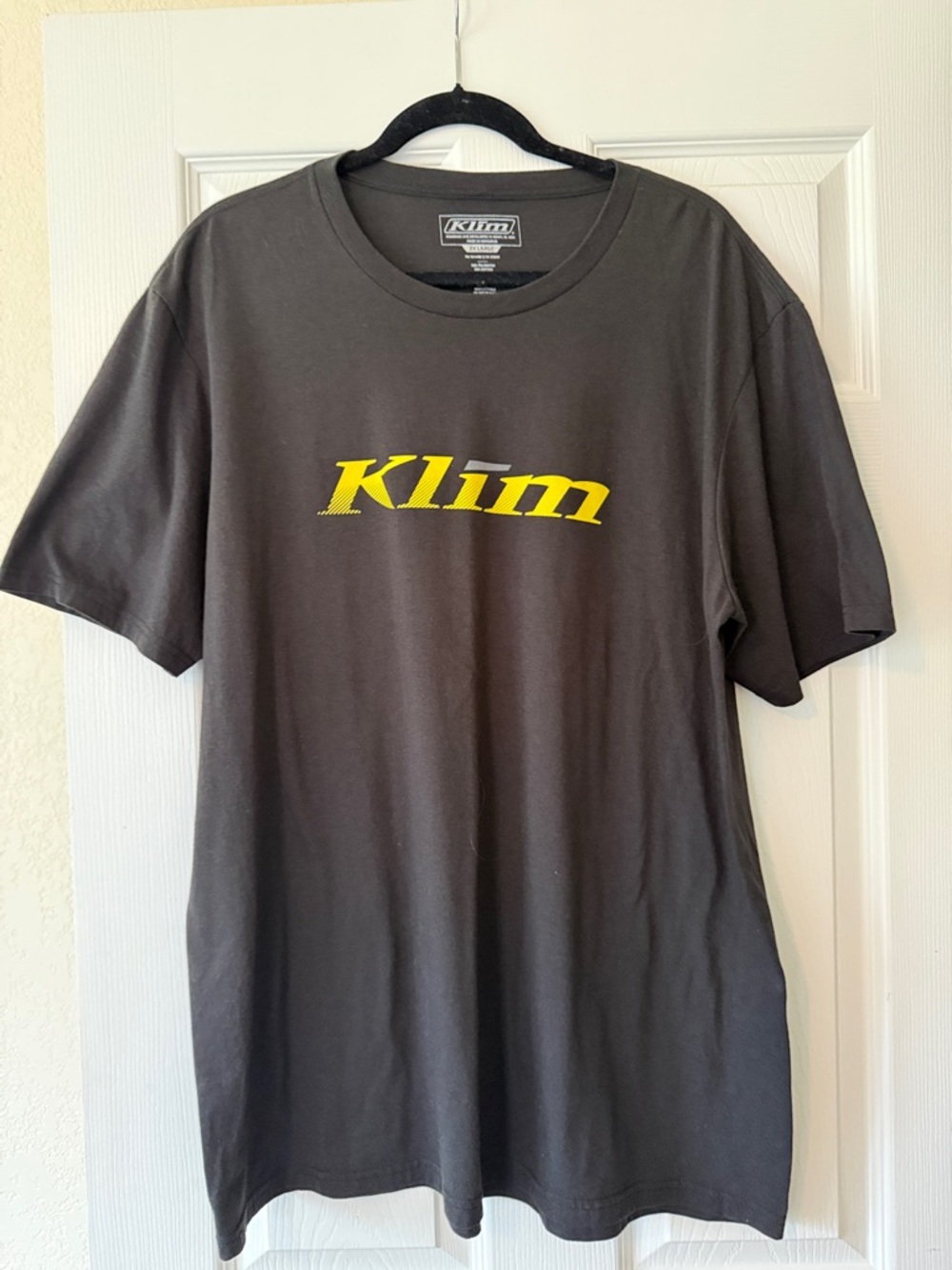 Klim Men's Short-Sleeve Black Tee with Yellow Logo